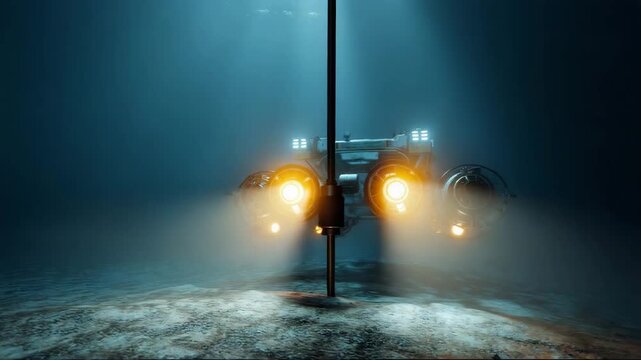 Underwater robotic vehicle operating in dark ocean environment, deep sea mining  