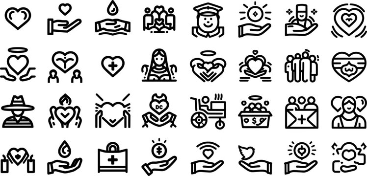 Vector art of collection of charity and care icons