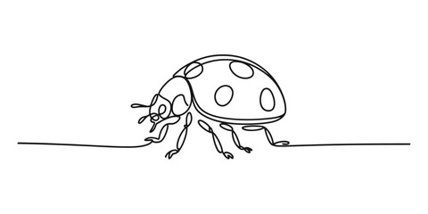 Elegant continuous one line drawing of a ladybug crawling on a stem minimalist art vector © Digital Illustration