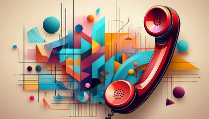 abstract telephone receiver and geometric shapes composition