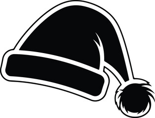 Vector Santa hat black and white minimalist silhouette illustration