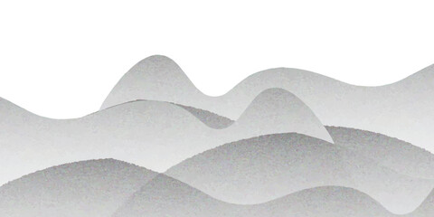 Grain stippled glacier or mountains snow landscape. Vector illustration black dotted particle terrain, stippling peak, icy rock or alpine silhouettes.