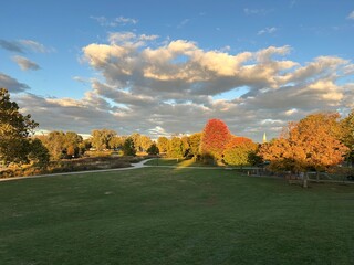  Aerial View of Northside Park in Wheaton Illinois During Fall Foliage Season”