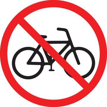 Red circle sign prohibiting bicycle traffic