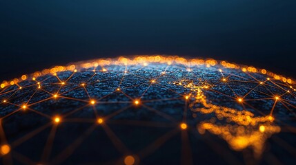 Conceptual 3D visualization showing hydrogen molecule network forming infrastructure grid on Earth.