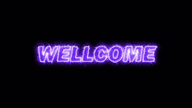 eon glowing welcome text animation in with black background  . modern neon style welcome text on black background  with alpha channel 