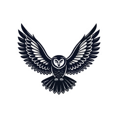 Obraz premium Flying Owl Silhouette Vector on White Background Minimalist Nocturnal Wildlife Art
