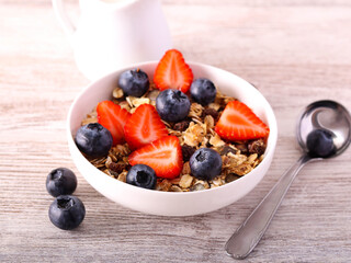 Homemade granola with berries
