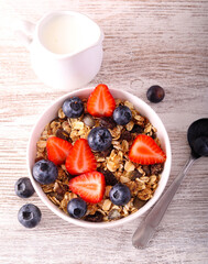 Homemade granola with berries
