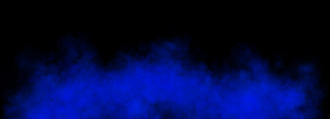 Vivid blue smoke texture background with transparent effect and soft flowing clouds of cool colorful vapor or mist design