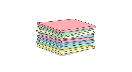 A vibrant stack of colorful adhesive sticky notes in various pastel shades perfect for organization and reminders