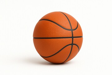 Classic orange basketball with black lines on white background