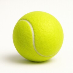 Bright Yellow Tennis Ball on White Studio Background