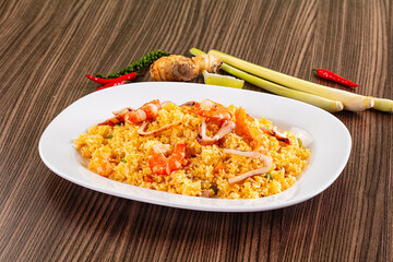 Asian fried rice with seafood
