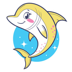 Gentle Marlin Character for Wellness Branding – Soft Yellow, Pink Cheeks, Calming Aesthetic