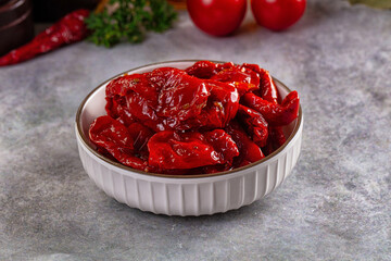 Tasty dried tomatoes in the bowl
