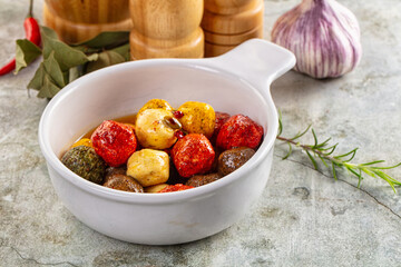 Shanklish cheese with spices in the oil