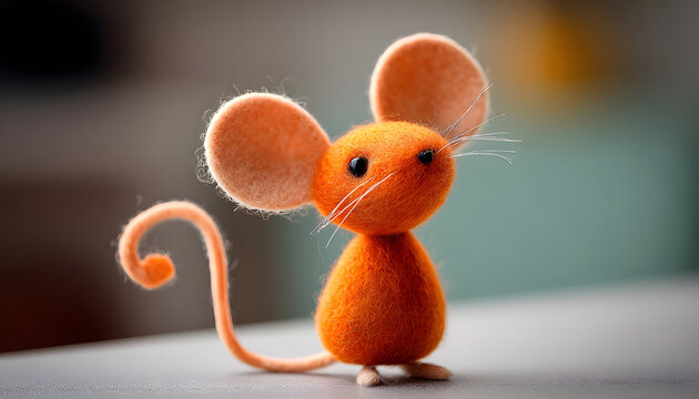 cute little mouse figure made of felt for playful decoration and creative craft ideas