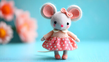 cute little mouse figure made of felt for playful decoration and creative craft ideas
