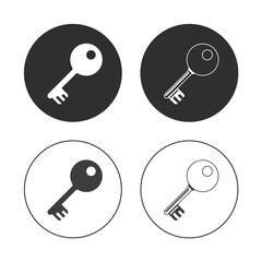 Vector icon set of keys in both colorful and monochrome styles. Ideal for security, access, login, locksmith, cybersecurity, or real estate themes.