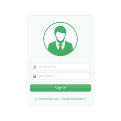 Minimal vector login form showing fields for username and password, plus a submit button. Ideal for secure access, authentication, or interface UI icons.