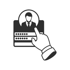 Minimalist icon showing a login form with username and password fields and a submit button ideal for apps, websites, security, or UI interface design.