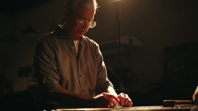 Mastering the art of newspaper printing in a dark, atmospheric workshop