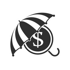 Money under umbrella vector illustration. Concept of money protection, financial savings insurance.