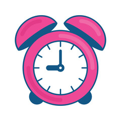 Colorful cartoon-style vector image of an alarm clock with bells on top. Fun and playful design perfect for time, schedule, or morning-themed content.