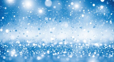 Obraz premium Falling bright particles create a magical and shimmering blue background.