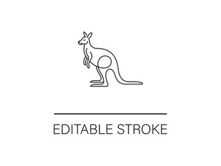 Sleek kangaroo line art, perfect for modern branding with easily adjustable stroke width for versatile design projects and creative outlets.
