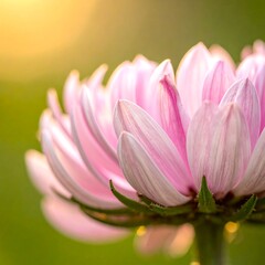 Close-up view of a delicate, pink flower with soft petals and blurry background