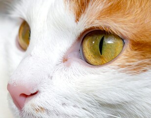 Close-up view of a domestic feline face with intense, focused gaze