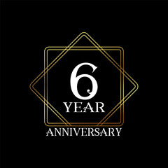 6 year anniversary wedding celebration design text vector illustration.