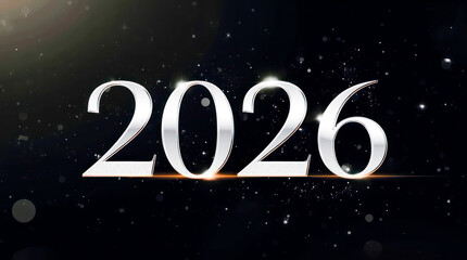 2026 Happy New Year Typography on Dark Background - 1. A minimalistic and sophisticated New Year 2026 background with elegant