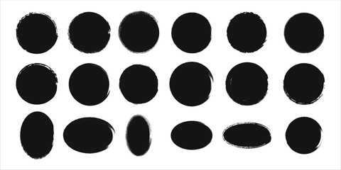 Vector art of collection of dark grunge circle brush strokes, offering a bold and striking design element for diverse applications
