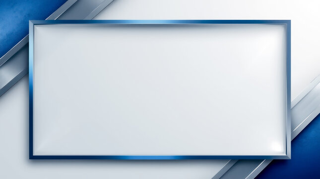 modern corporate presentation frame background, abstract metallic blue and silver accents