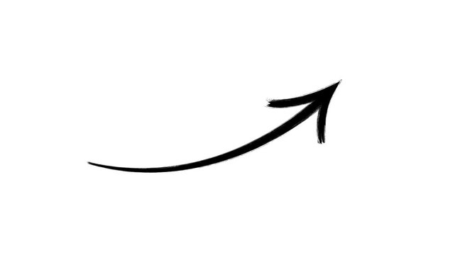 Hand-drawn brush arrow animation, Black marker Arrow animation on a transparent background.	