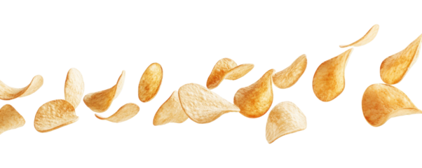 PNG Potato chips border floating potatoes snacks.