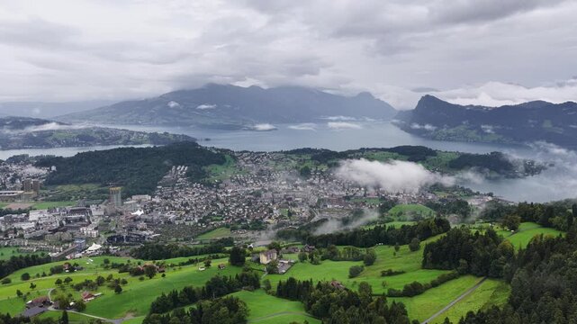 Lucerne, Switzerland from the first leg of Mount Pilatus hike
