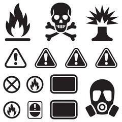 Biohazard warning signs set