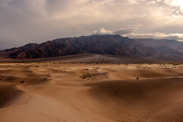 Mesquite Sand Dunes on cloudy day, Death Valley National Park, California