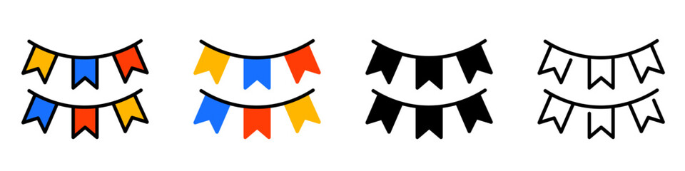 Flag Garland icon. Garland decoration set