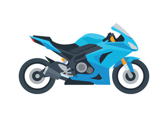 Fototapeta premium Modern Blue Sport Motorcycle Side View