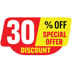 30% Off Discount Special Offer Vector Tag