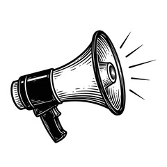 Engraved Megaphone Icon, Sale Announcement Symbol