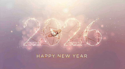 Serene Reflective 2026 Happy New Year Vector with Vibrant Gradient light