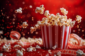 Popcorn. Movie Night Popcorn, Cinema Snack, Red Box, Entertainment, Film Industry