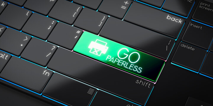 Go paperless - modern computer keyboard - 3D illustration