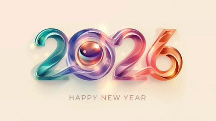 Aurora Ribbon 2026 New Year Vector Design